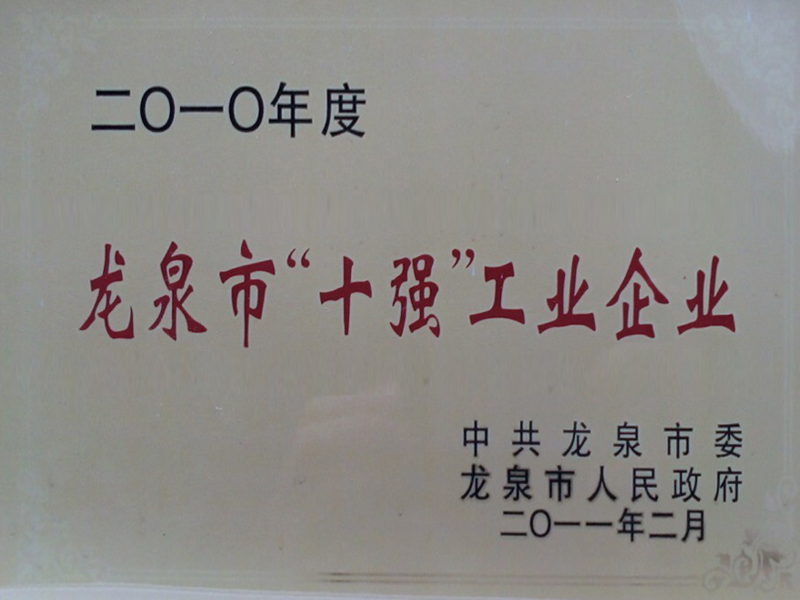 2010龍泉十強(qiáng)工業(yè)企業(yè)